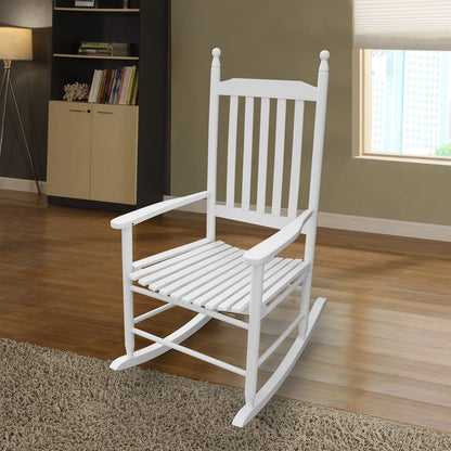 Wooden Porch Rocker Chair - White Solid Wood