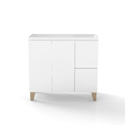 36 Inch White Bathroom Vanity Cabinet - 2 Doors & Drawers