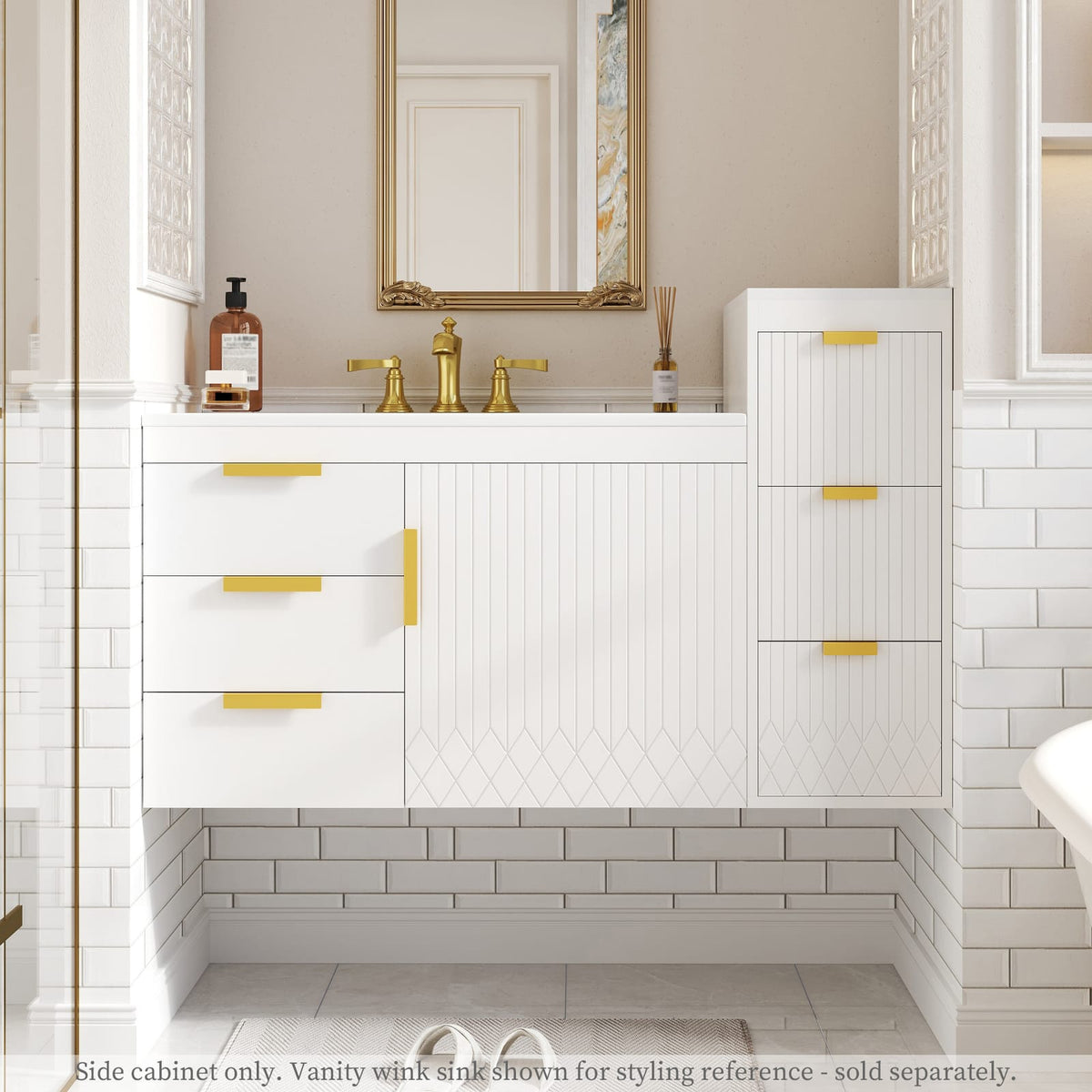 White MDF Metal Bathroom Storage Cabinet - Wall Mounted