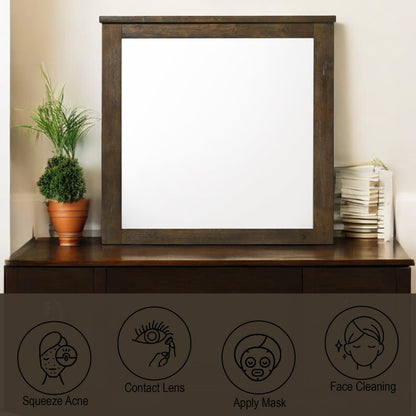 Oak Finish Vanity Mirror - 34" x 33"