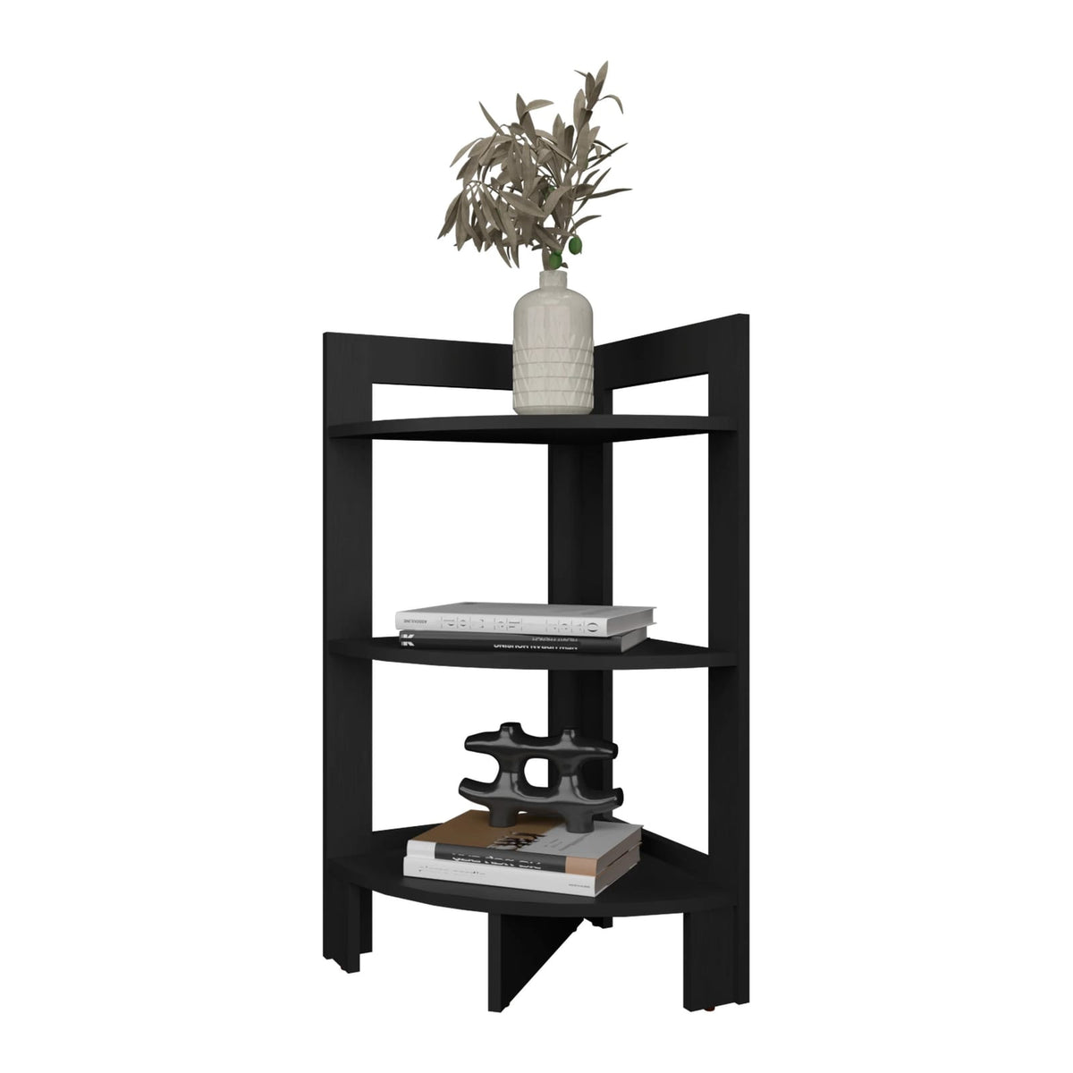 Wenge Corner Shelf with 3 Shelves - Storage & Display Unit
