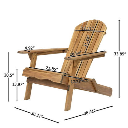 Teak Acacia Wood Folding Adirondack Chair - Patio Outdoor Furniture