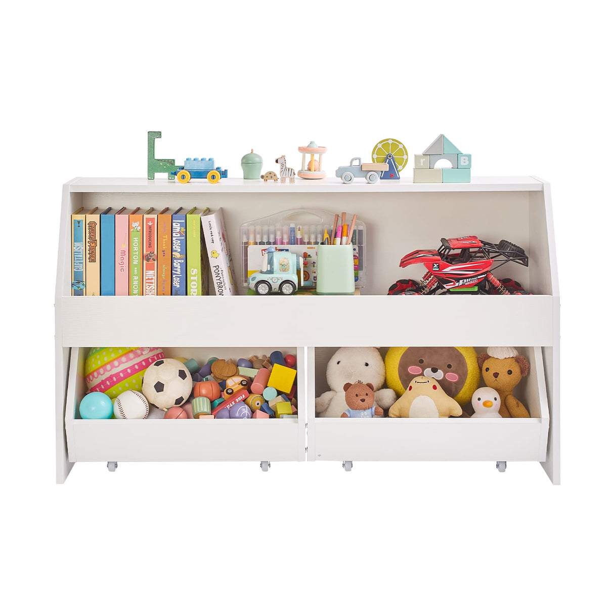 White MDF Kids Toy Storage Organizer 42" x 15"