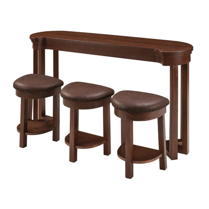 Cherry Solid Wood Bar Table Set with 3 Stools - 60" Dining Table for Dining Room
