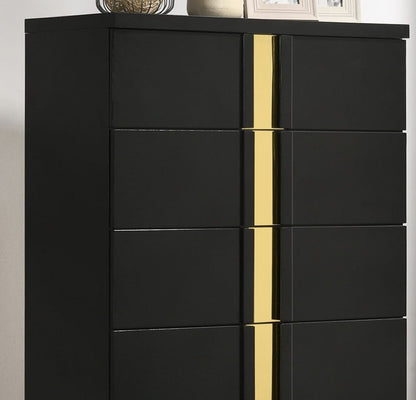 Black Gold Contemporary Bedroom Chest with Metal Legs