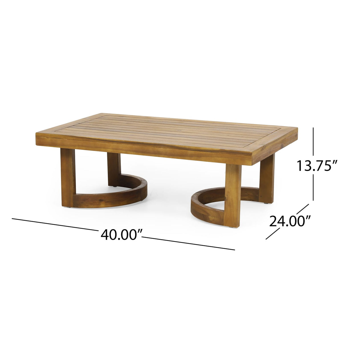 Beige Brown Acacia Wood Patio Loveseat & Coffee Table Set