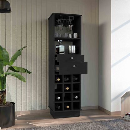 Black Modern Wine Bar Cabinet with 12 Racks