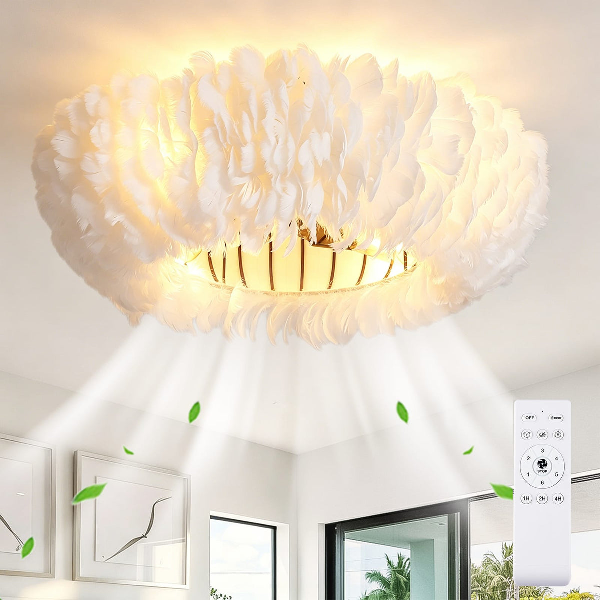 20 Inch White Farmhouse Ceiling Fan with Lights