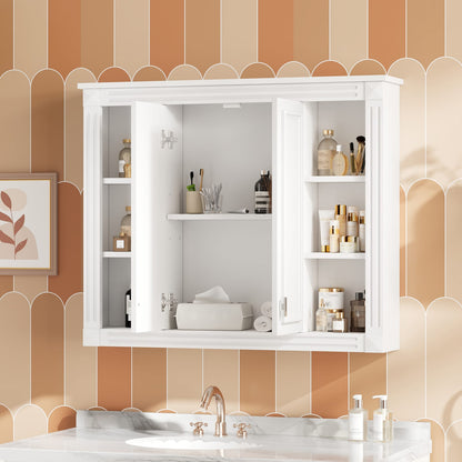 Modern Wall Mounted Bathroom Cabinet with Adjustable Shelves in White