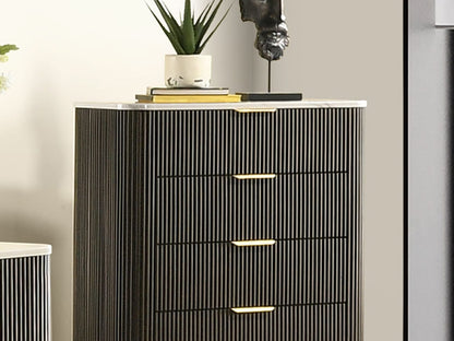 Dark Walnut Storage Chest with Marble Top for Bedroom Furniture