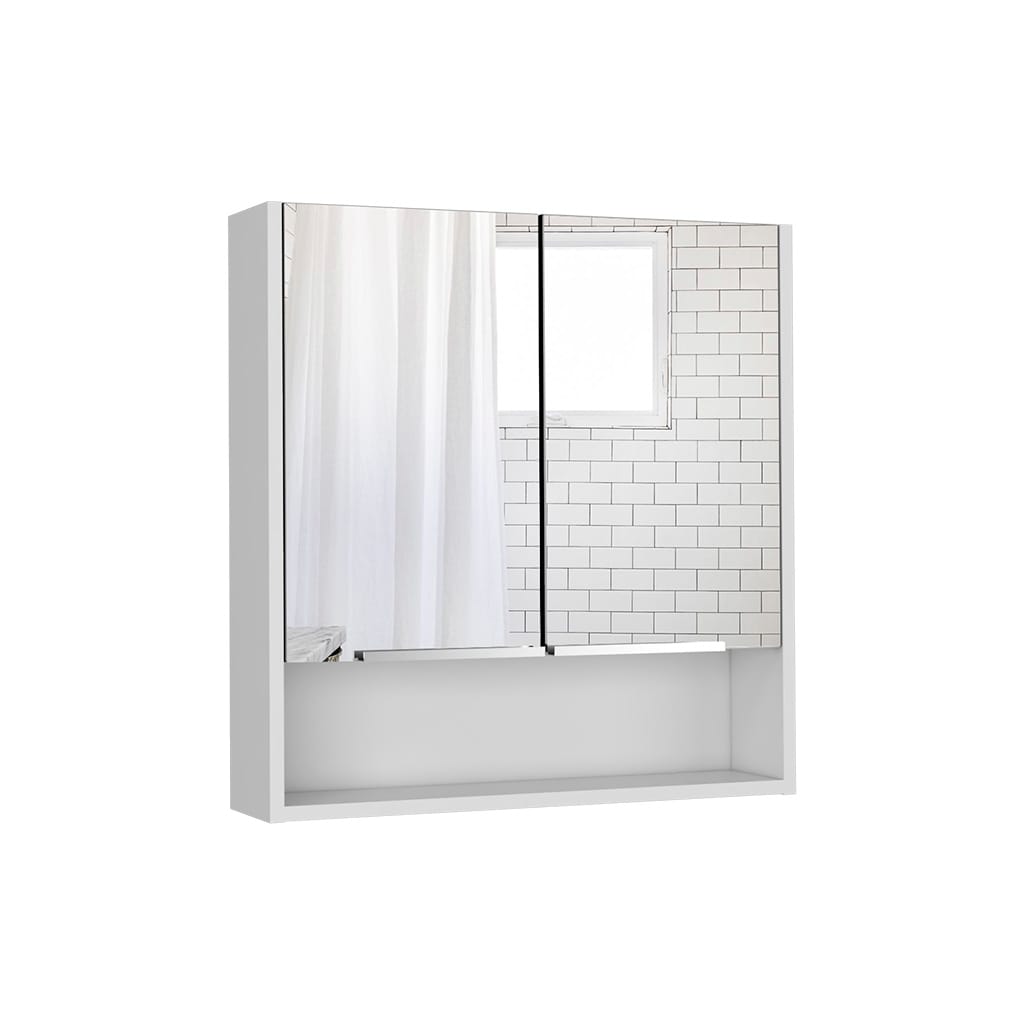 White Bathroom Storage Cabinet with Mirror - 23.4" Wide