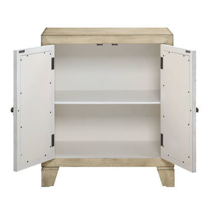 Antique White Console Table with Mirrored Doors - Storage & Style for Living Room