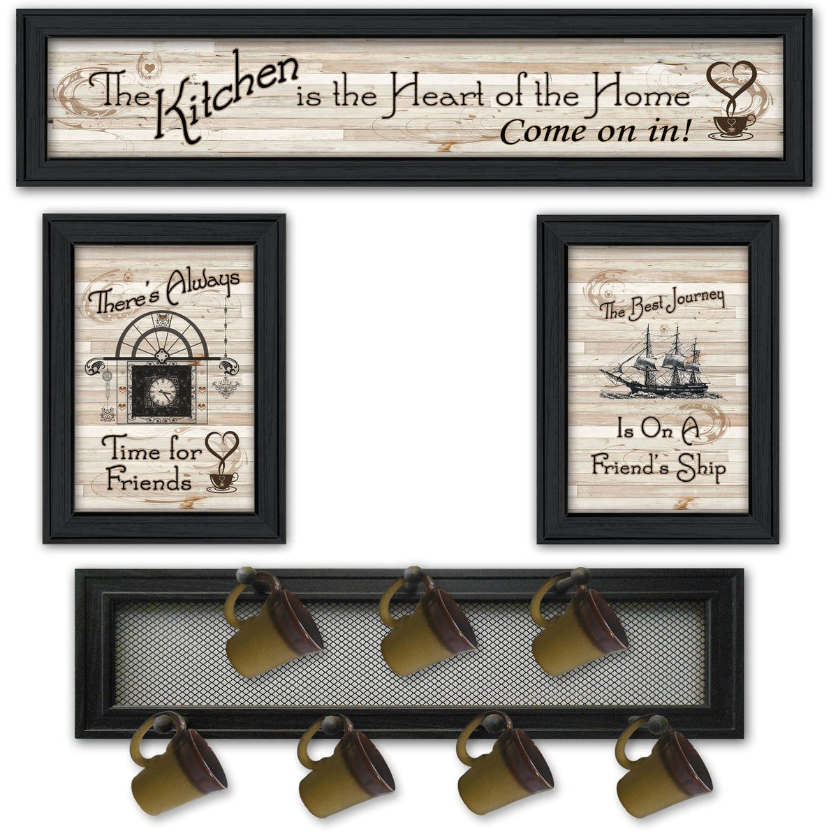 Black Kitchen Vignette Wall Art - 4 Piece Set