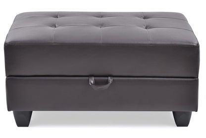 Cappuccino PU Ottoman - 37" Storage Footstool for Living Room