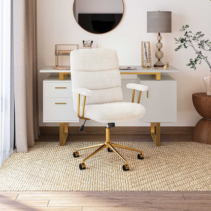 White Modern Office Chair Adjustable Height Desk Chair