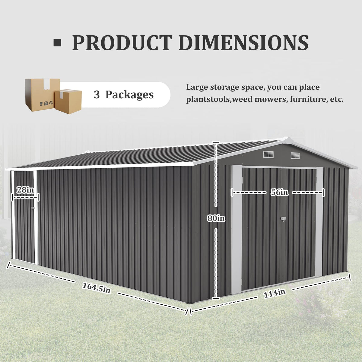 10x14 Campcraft Outdoor Storage Shed - Dark Gray Metal
