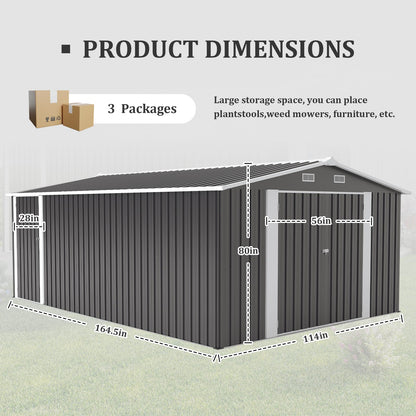 10x14 Campcraft Outdoor Storage Shed - Dark Gray Metal