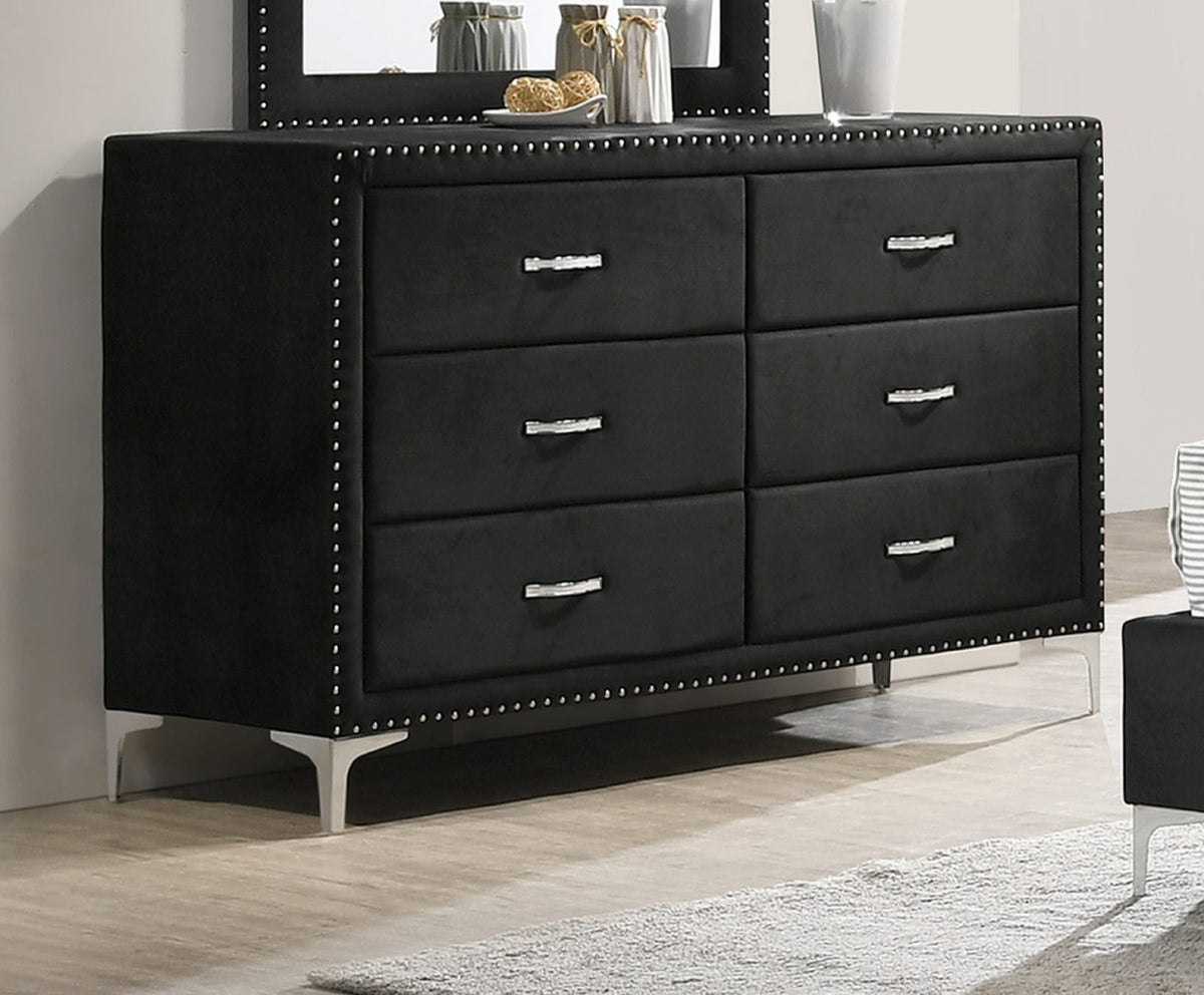 Black Six Drawer Dresser - Contemporary Bedroom Furniture