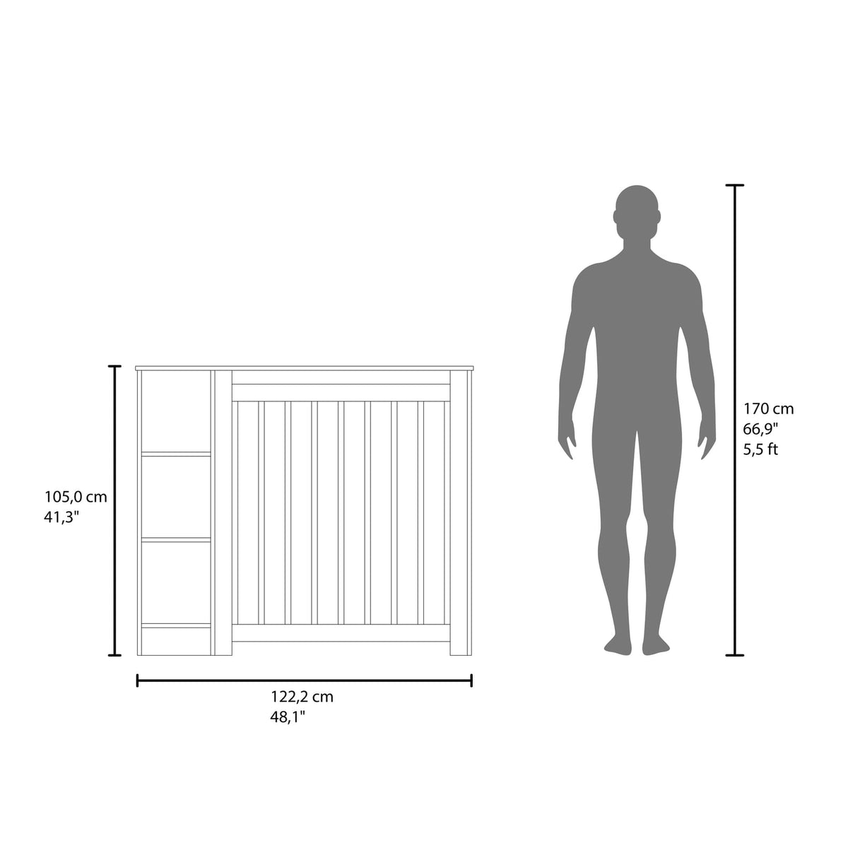 Radiator Cover Cabinet, 3 Shelves, White - Ready to Assemble