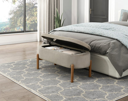 Taupe Mid-Century Modern Storage Bench 42" x 18"