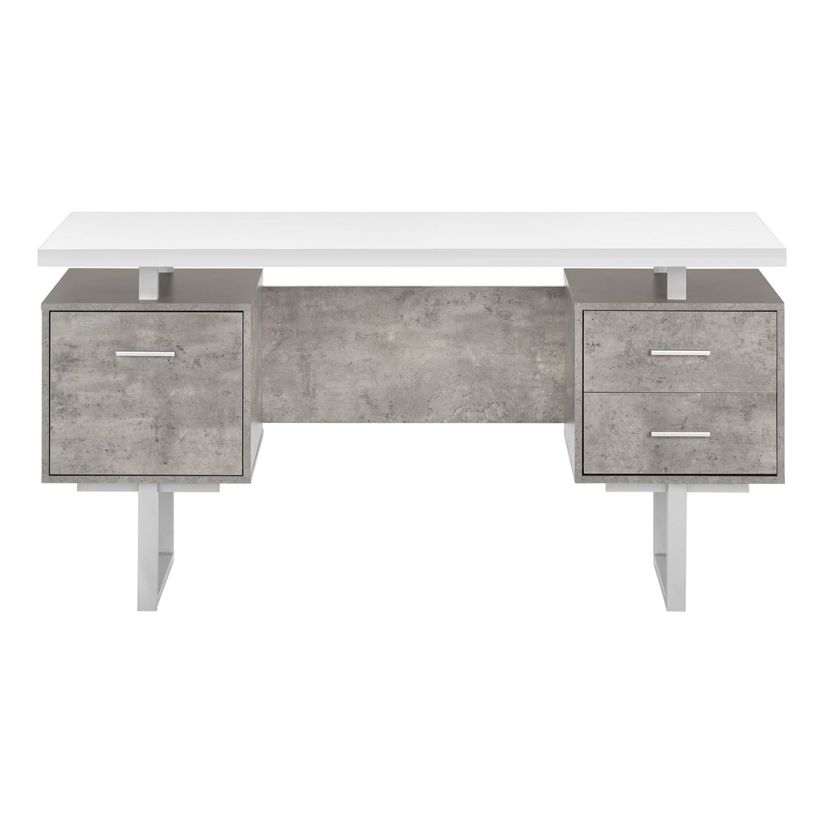 Computer Desk, 60" White Home Office Desk with Storage Drawers - Left/Right Set-up