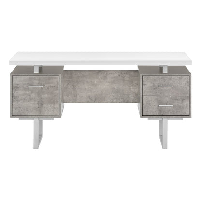 Computer Desk, 60" White Home Office Desk with Storage Drawers - Left/Right Set-up