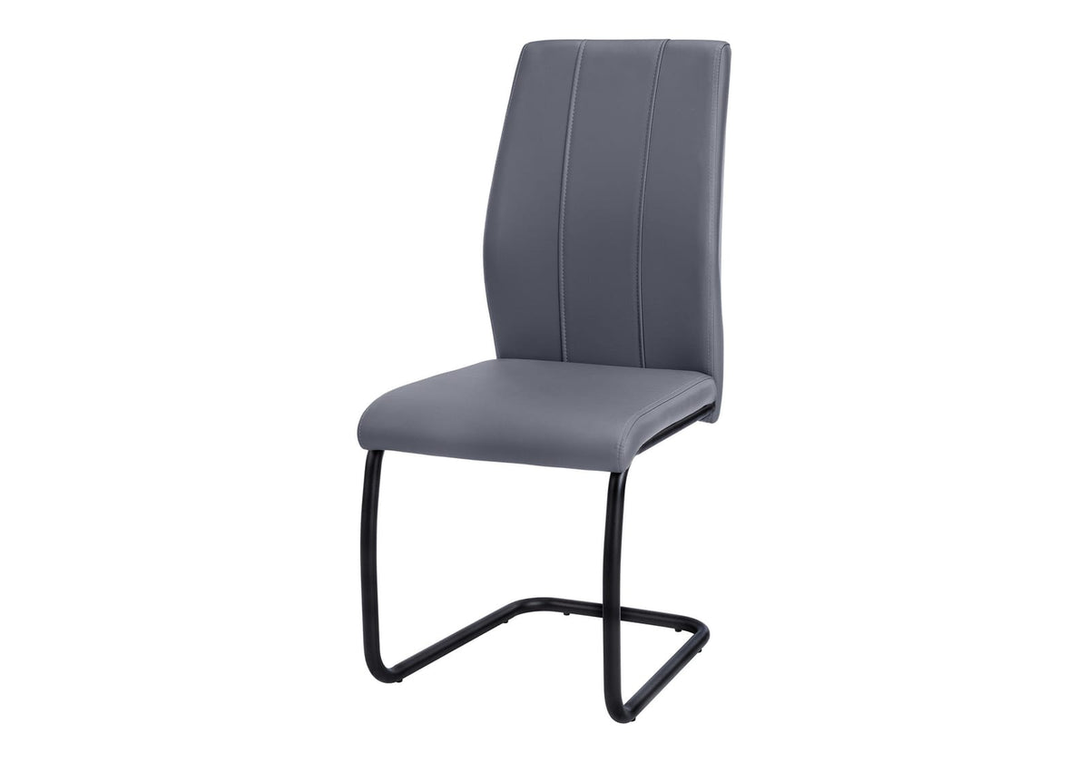 Dining Chairs Set of 2 Grey Faux Leather Upholstered Kitchen Dining Room Chairs