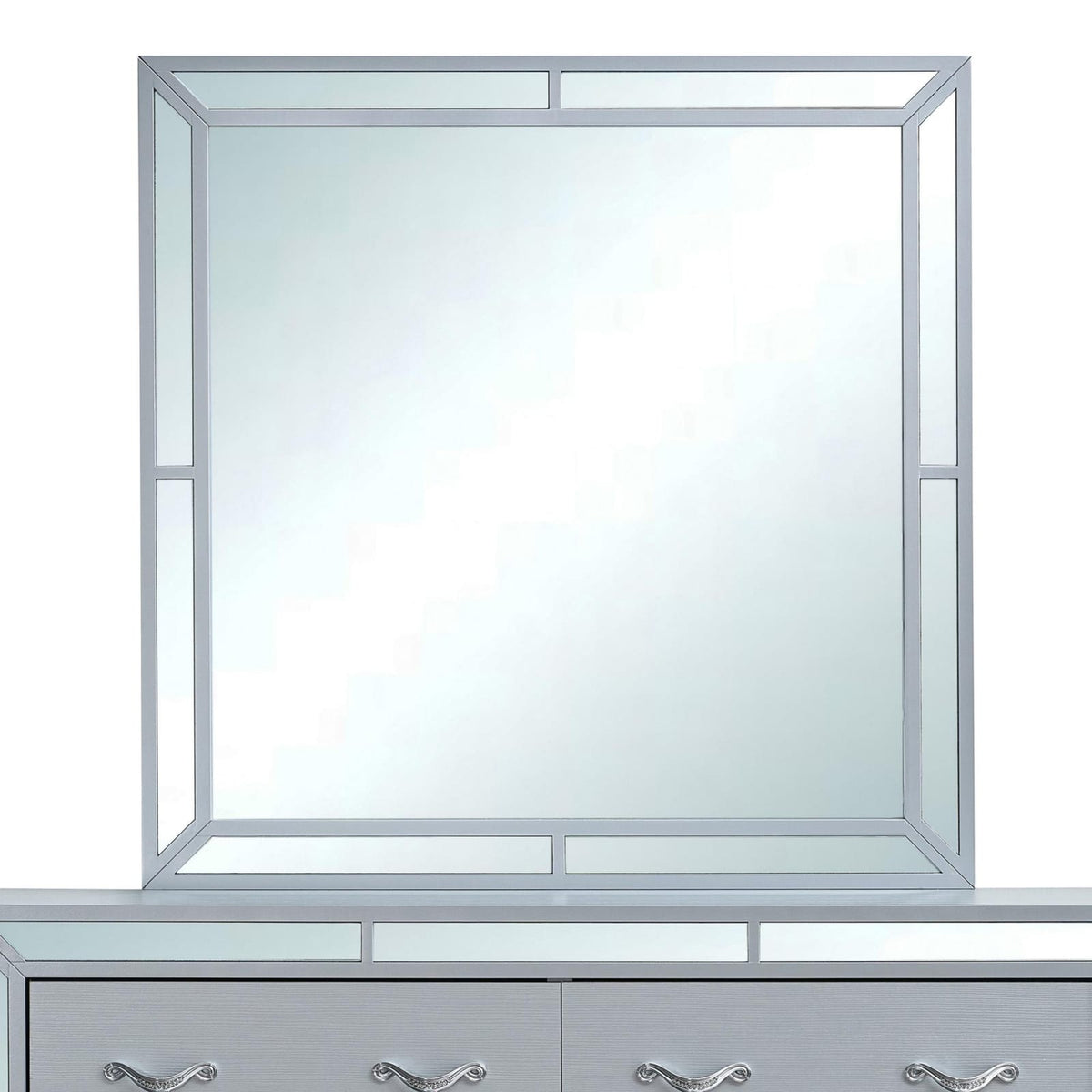 Silver Wood Vanity Mirror 43" x 1" for Bathrooms