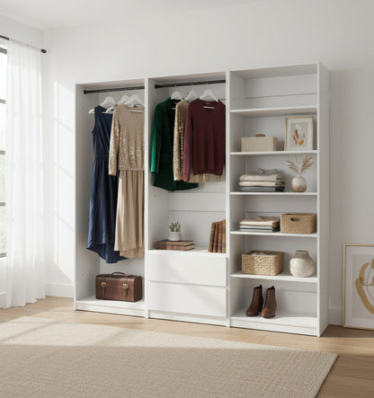 White Wood Walk-In Closet System - 5 Modular Units