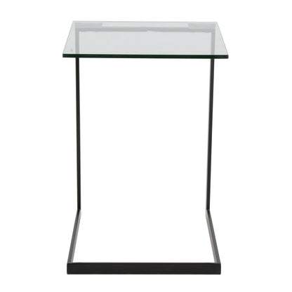 Clear Glass Metal End Table - Modern Living Room Table