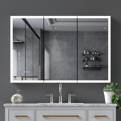 LED Medicine Cabinet with Mirror - 48x32 Inch Silver Storage for Bathroom