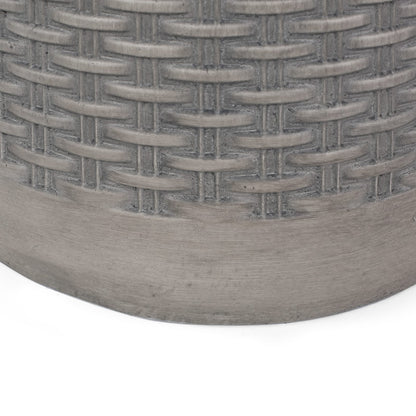 Light Grey Magnesium Oxide Outdoor Table - 15.75" Round Side Accent Table