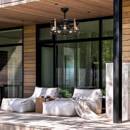 Matte Black Ceiling Fan with Remote - Modern Iron Design