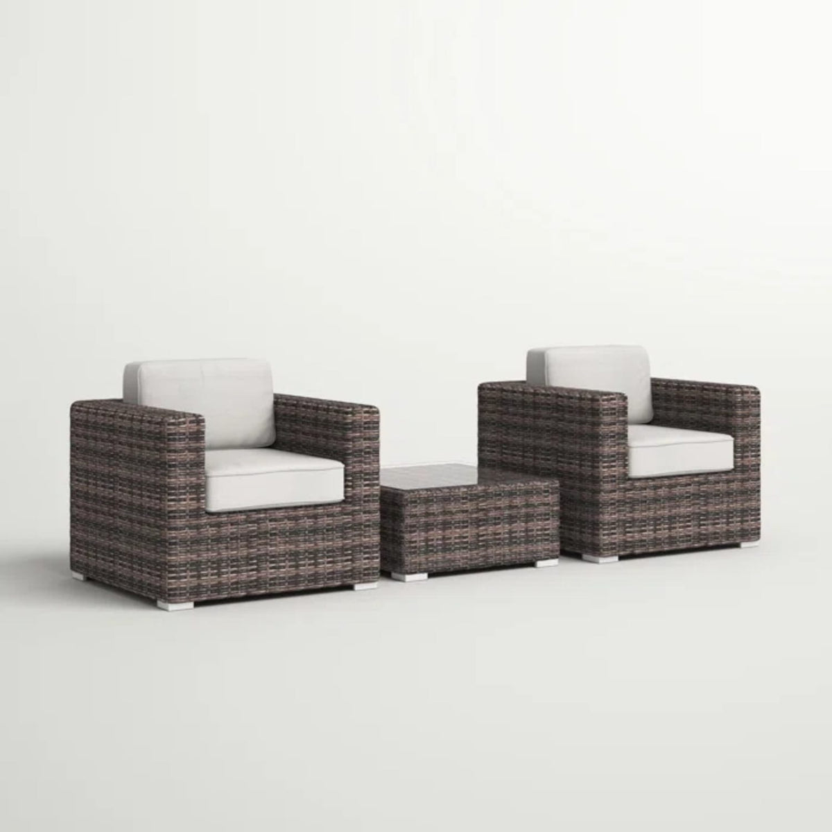 Brown Gray Wicker Patio Set for Poolside Relaxation and Garden Use
