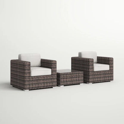 Brown Gray Wicker Patio Set for Poolside Relaxation and Garden Use