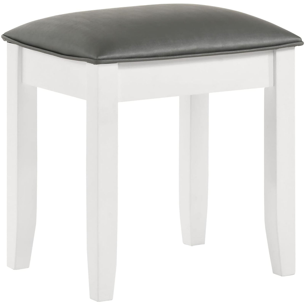 Glossy White Vanity Stool - Modern Bedroom Accent