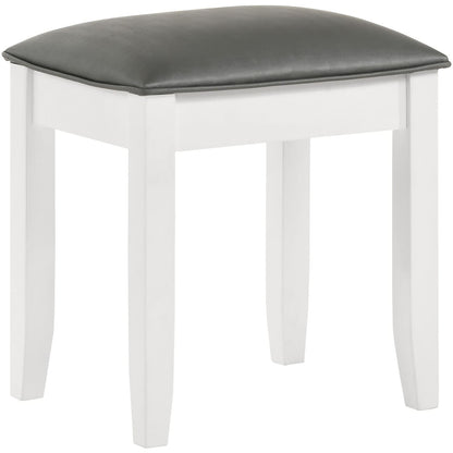 Glossy White Vanity Stool - Modern Bedroom Accent