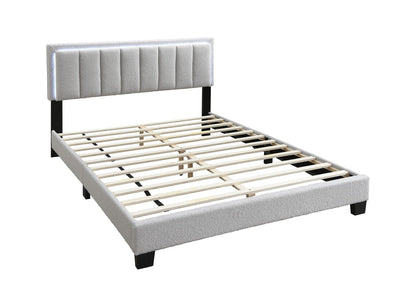 Queen Light Gray Wool Bed Frame Modern Bedroom Bed