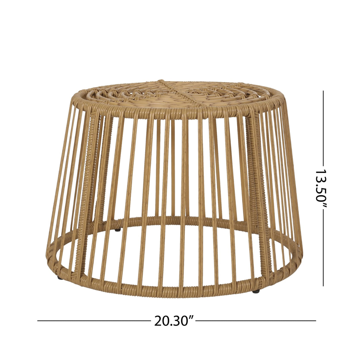 Light Brown Rattan Side Table - Patio Outdoor Furniture
