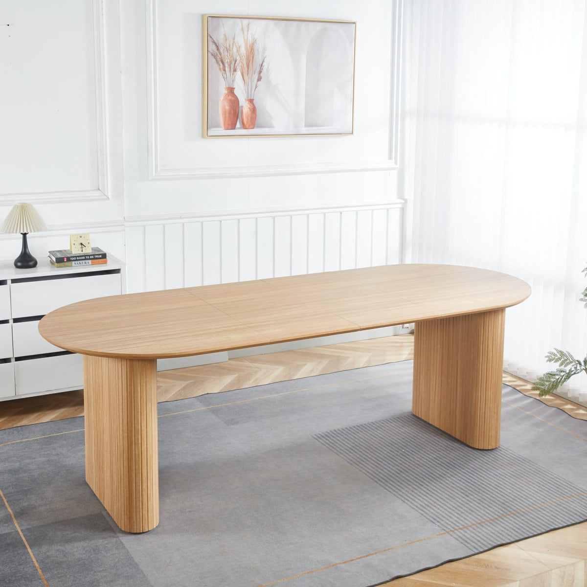 4-6 Person Oak Dining Table - MDF Top