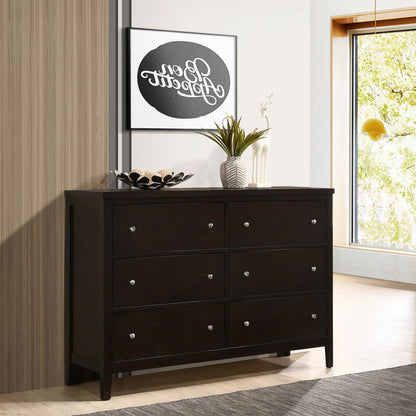 Cappuccino Wood Dresser - 6 Drawers Bedroom