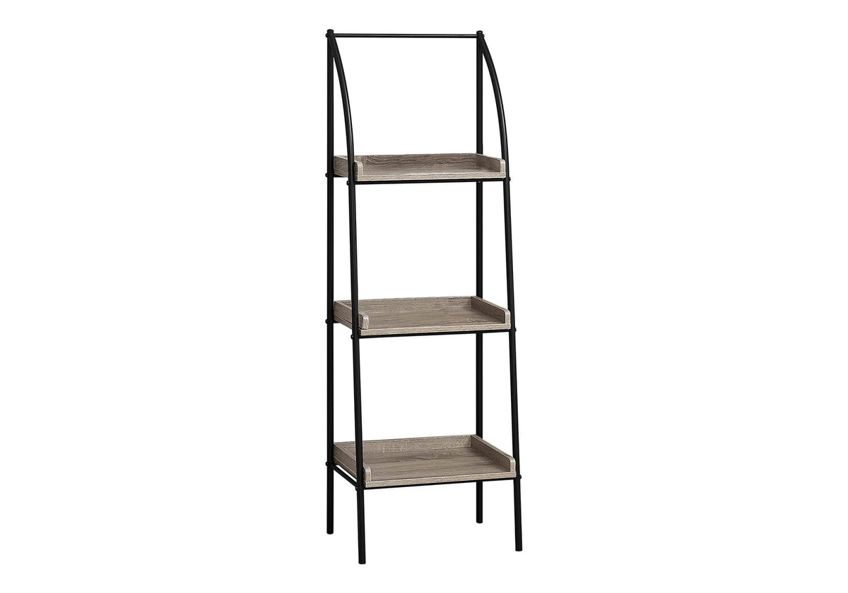 3-Shelf Taupe MDF Bookshelf - Corner Etagere, 48"H