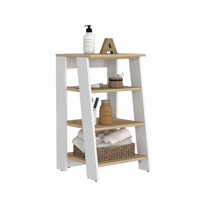 Nashua 4-Shelf Linen Cabinet - Light Oak & White Display Shelf