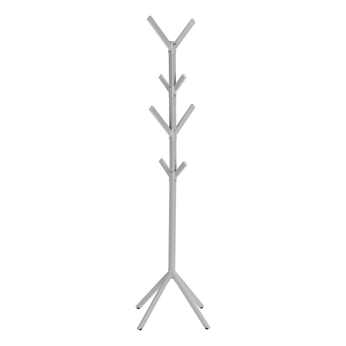 Silver Metal 4-Tier Coat Rack - 8 Hooks for Living Room