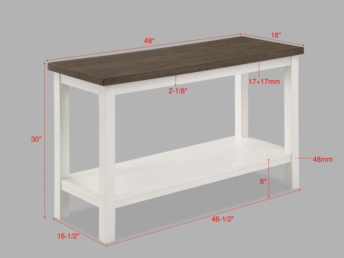 3pc Farmhouse Style Coffee Table Sofa Table End Table with Open Shelf Brown White