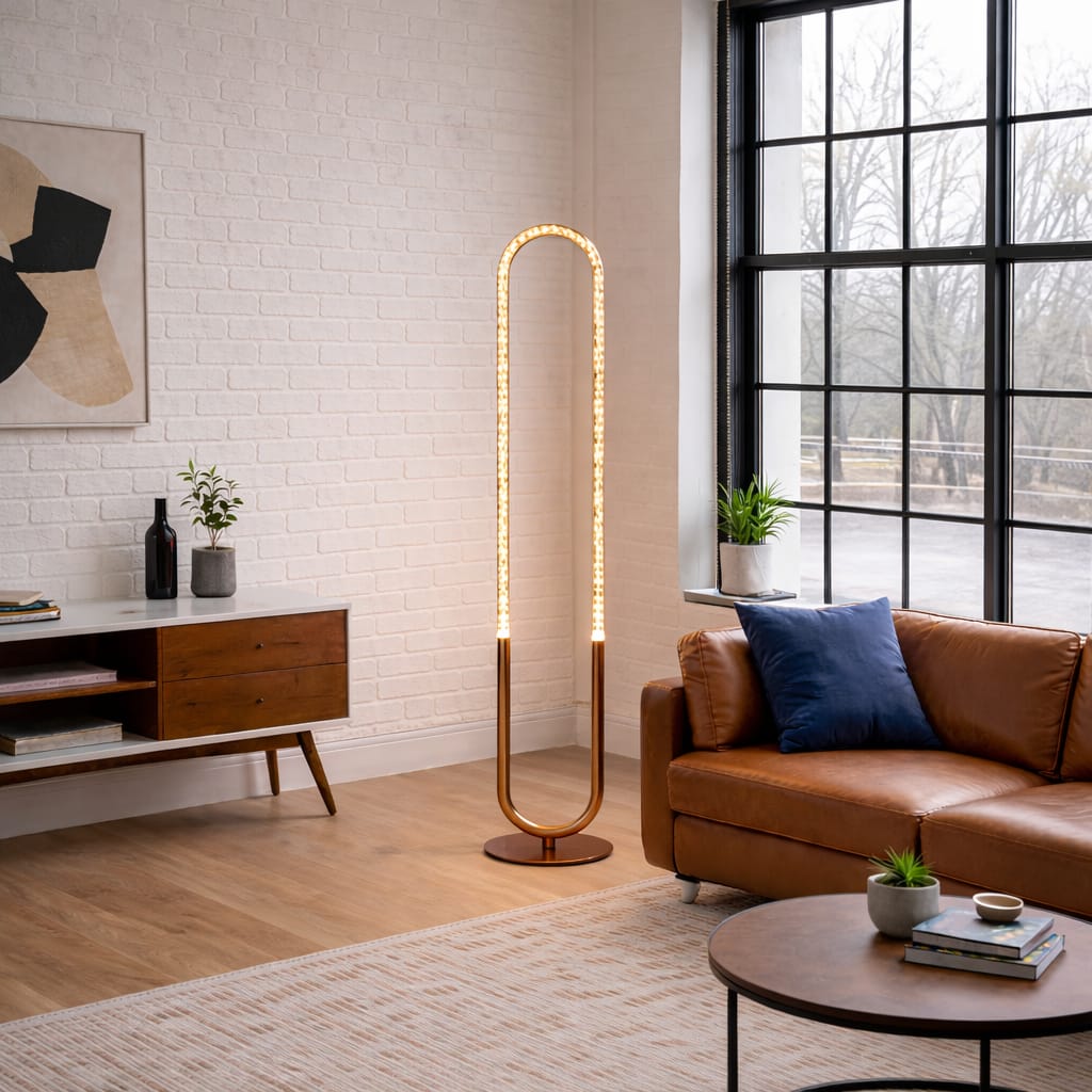 Contemporary Bronze Floor Lamp - LED Standing Light for Living Room, Bedroom & Office