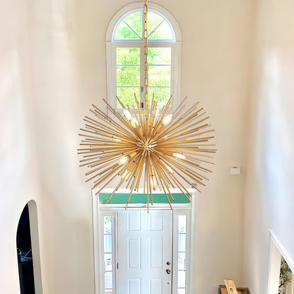 Gold Starburst Chandelier - 12 Lights Living Room Lighting