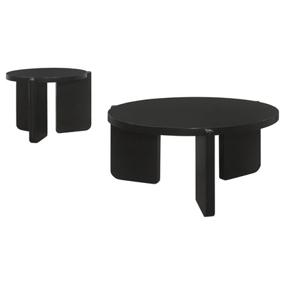 Round Black Coffee Table Set - 39" Diameter for Living Room
