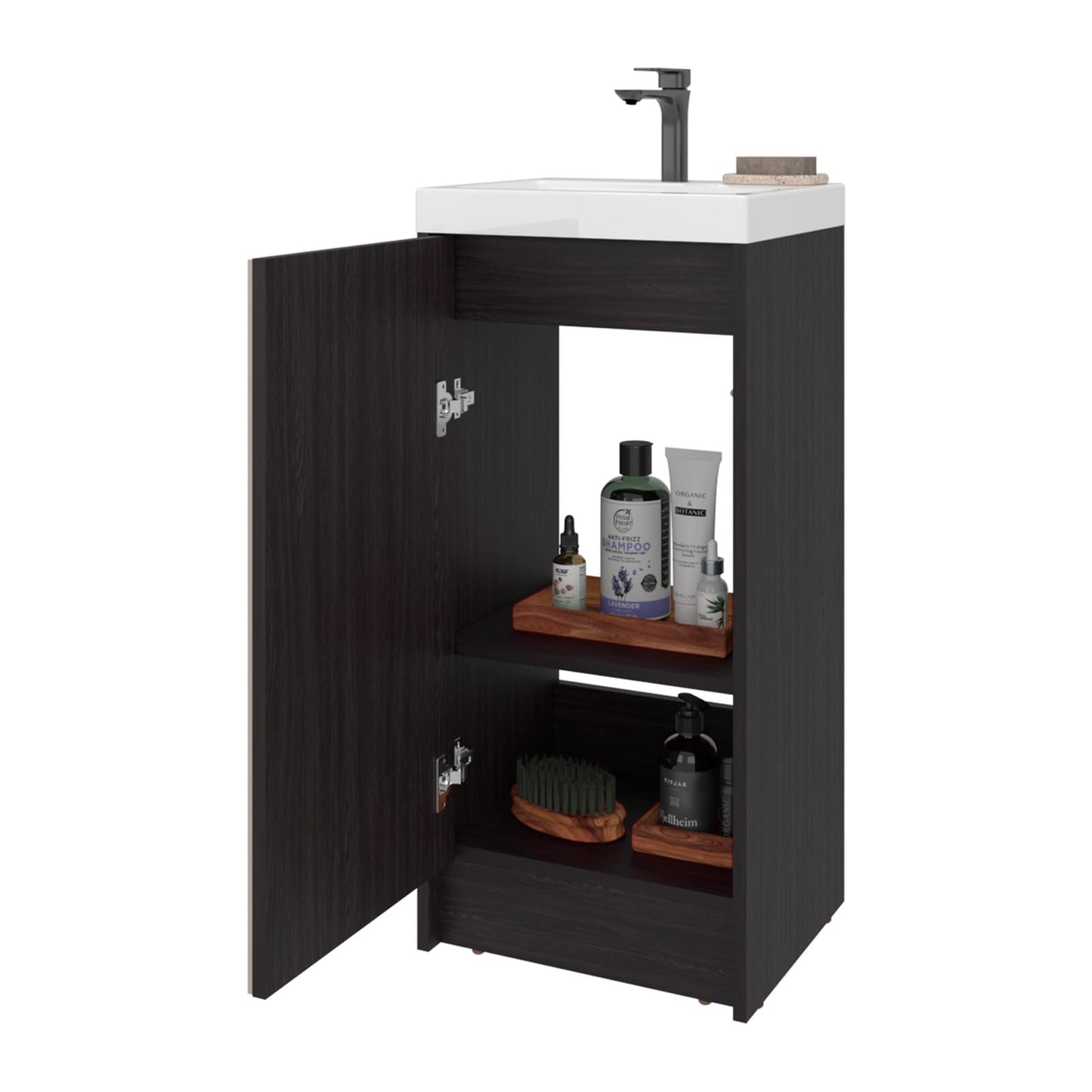 Dark Coffee Beige Bathroom Vanity with Resin Sink