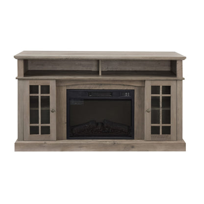 Grey Wash TV Stand with Fireplace - 65" TV Storage for Living Room